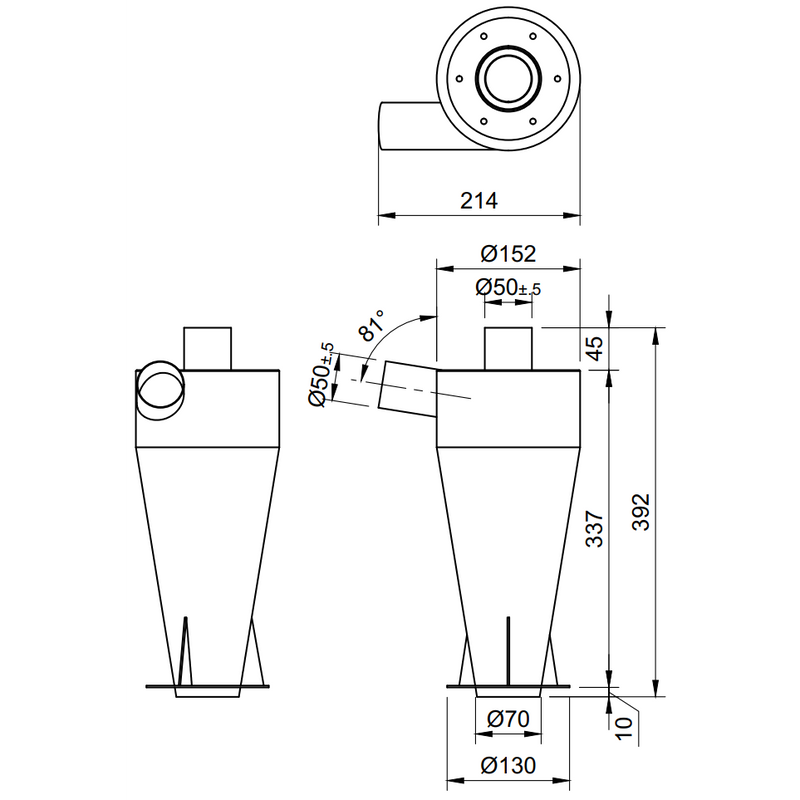 HD - Filtre/séparateur cyclonique industriel en acier pour usage intensif