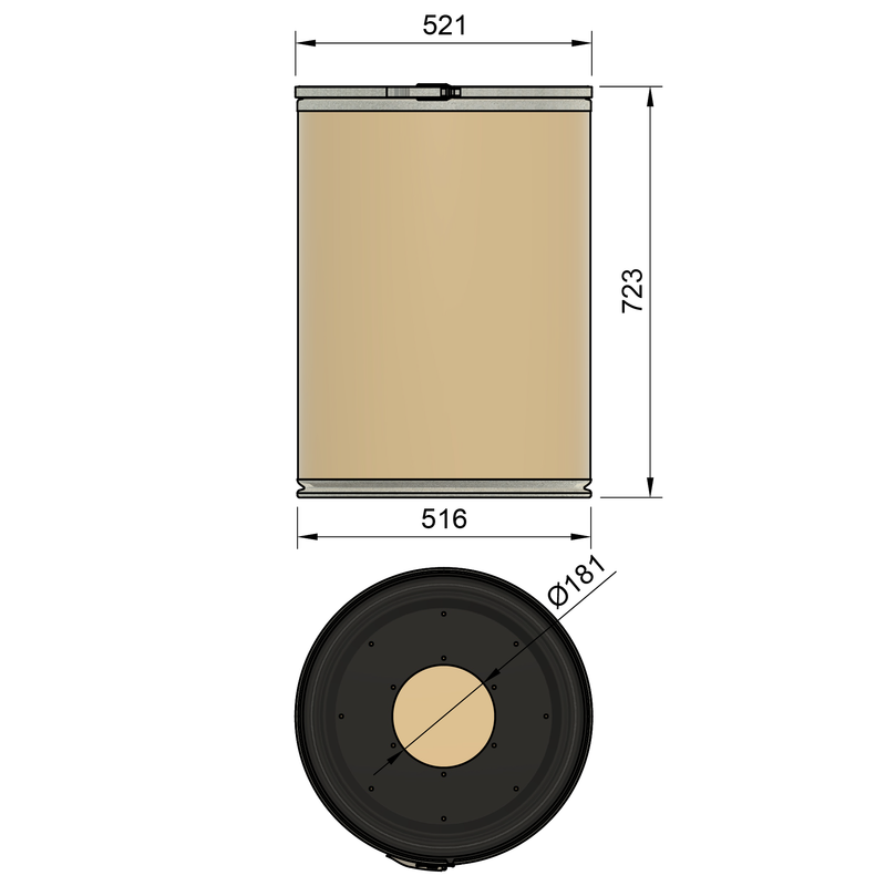 140LK - Fût Kraft 140 litres pour filtres cycloniques HVLP