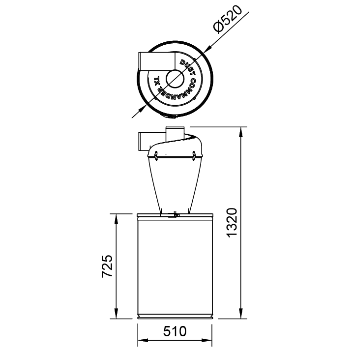 K140 - Kit séparateur cyclonique XL 140 L Baril Kraft